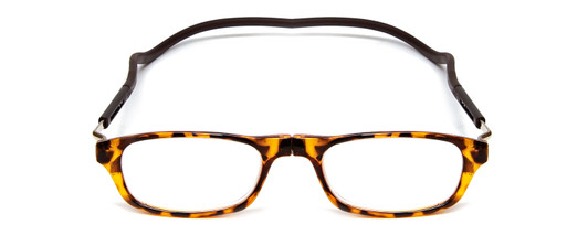 Front View of Snap Magnetic SP01-C2 Designer Bi-Focal Prescription Rx Eyeglasses in Dark Brown Tortoise Havana Red Unisex Oval Full Rim Plastic 52 mm