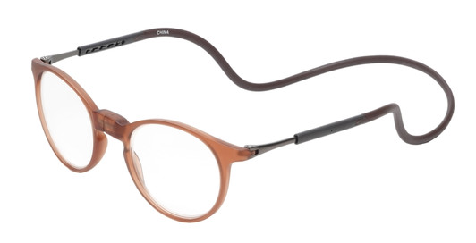 Profile View of Calabria SP04 Snap Magnetic Reading Glasses Crystal Brown Adjustable Temples Eyeglass Around the Neck Hanging Readers