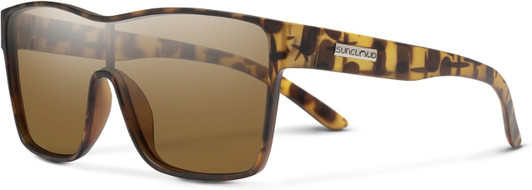 Profile View of Suncloud Biff Polarized Square Semi-Rimless XL Sunglasses Unisex Acetate 153 mm in Tortoise Havana & Brown