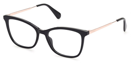 Profile View of Max&Co MO5051-001 Women's Cat Eye Designer Reading Glasses Black Rose Gold 51 mm