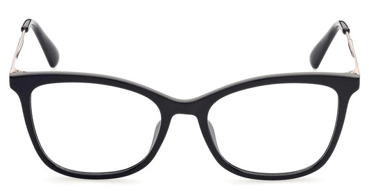 Front View of Max&Co MO5051-001 Designer Reading Eye Glasses with Custom Cut Powered Lenses in Gloss Black Rose Gold Ladies Cat Eye Full Rim Acetate 51 mm