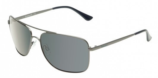 Profile View of Timberland TB7202 Unisex Pilot Full Rim Designer Sunglasses in Matte Gunmetal Silver/Blue Polarized 62mm