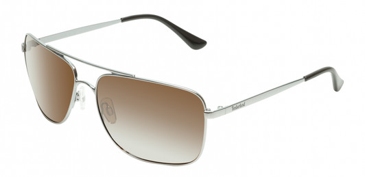 Profile View of Timberland TB7202 Unisex Pilot Full Rim Designer Sunglasses in Shiny Gunmetal Silver/Brown Polarized 62mm