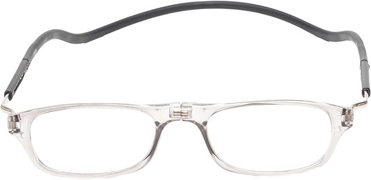 Snap Magnetic C3 Unisex Oval Designer Reading Glasses in Grey Crystal Silver 52mm