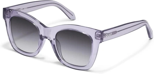 Profile View of QUAY Australia After Hours Cat Eye Sunglasses in Sweet Pea Lilac/Smoke Grey 51mm