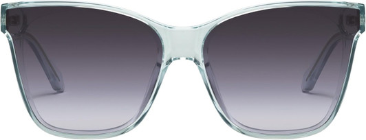 Front View of QUAY Australia After Party Square Sunglasses in Clear Aqua Blue/Smoke Grey 66 mm