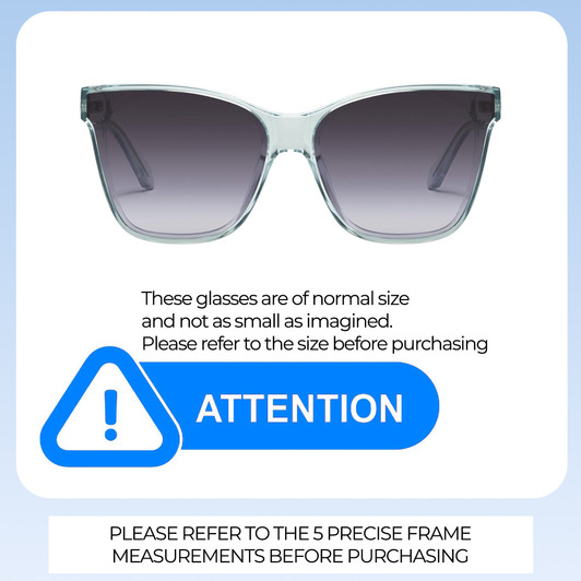 Size Awareness Illustration of QUAY Australia After Party Women's Square Full Rim Designer Prescription Eyeglasses in Clear Aqua Blue 66mm Rx-Progressive