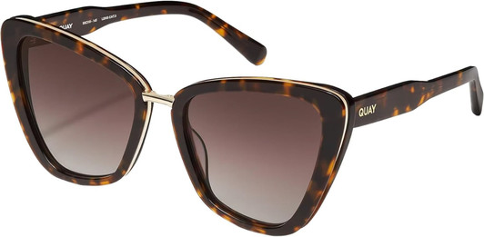 Profile View of QUAY Australia All Talk Women's Cat Eye Sunglasses in Brown Tortoise/Brown 58 mm
