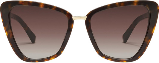 Front View of QUAY Australia All Talk Women's Cat Eye Sunglasses in Brown Tortoise/Brown 58 mm