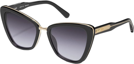 Profile View of QUAY Australia All Talk Womens Cat Eye Sunglasses in Gloss Black/Smoke Grey 58mm