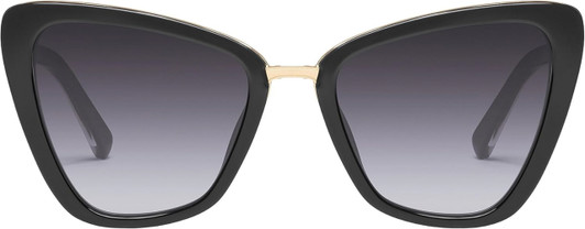 Front View of QUAY Australia All Talk Womens Cat Eye Sunglasses in Gloss Black/Smoke Grey 58mm