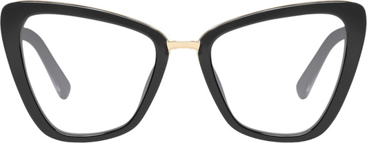 Front View of QUAY Australia All Talk Designer Progressive Lens Prescription Rx Eyeglasses in Gloss Black Ladies Cat Eye Full Rim Acetate 58 mm