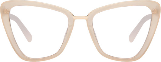 Front View of QUAY Australia All Talk Designer Reading Eye Glasses with Custom Cut Powered Lenses in Bone White Ladies Cat Eye Full Rim Acetate 58 mm
