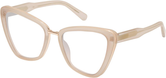 Profile View of QUAY Australia All Talk Designer Single Vision Prescription Rx Eyeglasses in Bone White Ladies Cat Eye Full Rim Acetate 58 mm