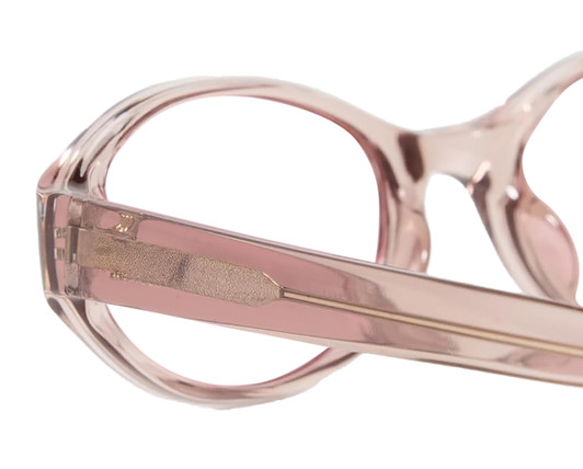 Close Up View of QUAY Australia Aura Points Designer Single Vision Prescription Rx Eyeglasses in Brown Doe Unisex Oval Full Rim Acetate 55 mm