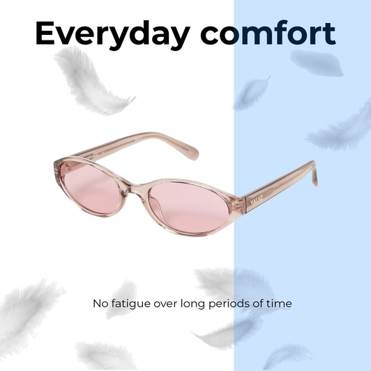 Lightweight Construction Illustration of QUAY Australia Aura Points Unisex Oval Designer Blue Light Glasses Brown Doe 55mm