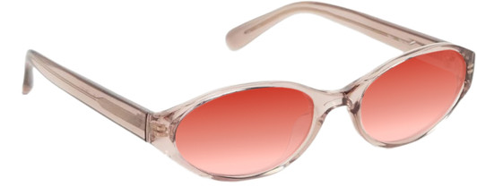 Profile View of QUAY Australia Aura Points Designer Polarized Sunglasses with Custom Cut Red Mirror Lenses in Brown Doe Unisex Oval Full Rim Acetate 55 mm