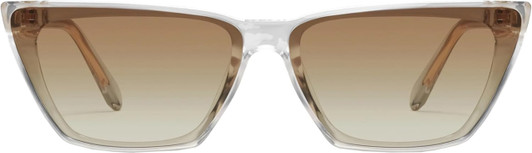 Front View of QUAY Australia Bad Habit Women's Cat Eye Designer Sunglasses in Clear/Brown 65mm