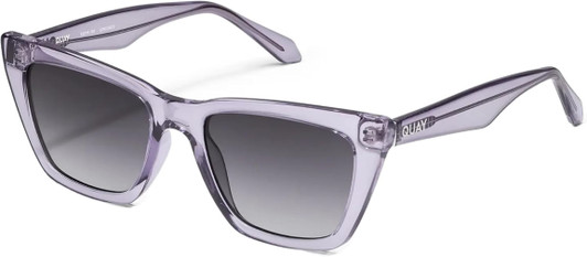Profile View of QUAY Australia Call The Shots Cat Eye Sunglasses Sweet Pea Lilac/Smoke Grey 54mm