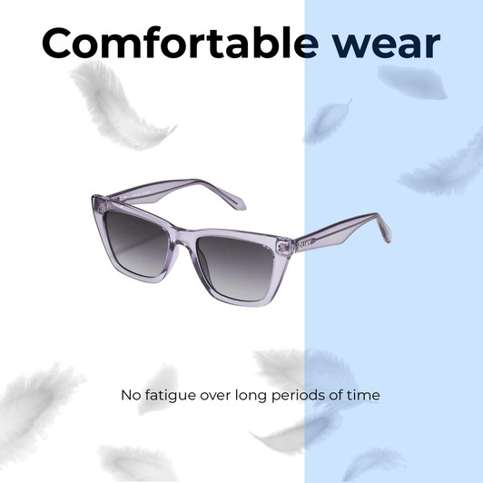 Lightweight Construction Illustration of QUAY Australia Call The Shots Women's Cat Eye Full Rim Designer Prescription Eyeglasses in Crystal Crystal Sweet Pea Lilac 54mm Rx-Progressive