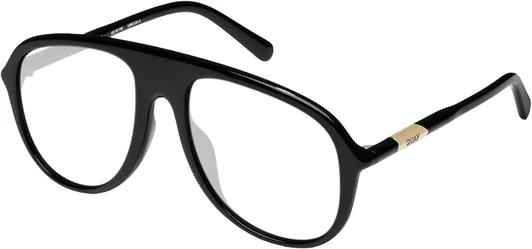 Profile View of QUAY Australia Chart Topper Designer Reading Eye Glasses in Gloss Black Mens Pilot Full Rim Acetate 57 mm