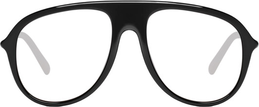 Front View of QUAY Australia Chart Topper Designer Bi-Focal Prescription Rx Eyeglasses in Gloss Black Mens Pilot Full Rim Acetate 57 mm