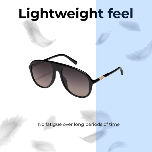 Lightweight Construction Illustration of QUAY Australia Chart Topper Mens Pilot Full Rim Designer Prescription Eyeglasses in Gloss Black 57mm Rx-Progressive