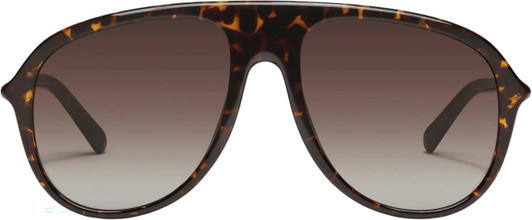 Front View of QUAY Australia Chart Topper Mens Pilot Sunglasses Dark Brown Tortoise/Brown 57mm