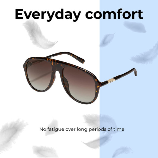 Lightweight Construction Illustration of QUAY Chart Topper Mens Pilot Polarized BI-FOCAL Sunglasses in Dark Brown Tortoise 57mm