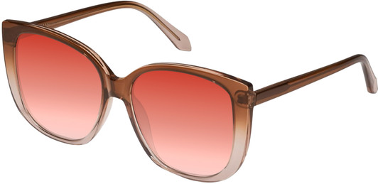 Profile View of QUAY Australia Ever After Designer Polarized Sunglasses with Custom Cut Red Mirror Lenses in Brown Doe Ladies Cat Eye Full Rim Acetate 58 mm