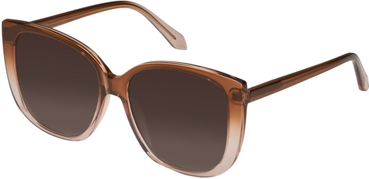 Profile View of QUAY Australia Ever After Designer Polarized Sunglasses with Custom Cut Amber Brown Lenses in Brown Doe Ladies Cat Eye Full Rim Acetate 58 mm