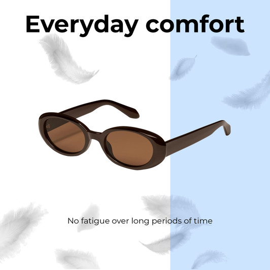 Lightweight Construction Illustration of QUAY Australia Felt Cute Multi-Focus Blue Light Glasses in Chocolate Brown 52 mm