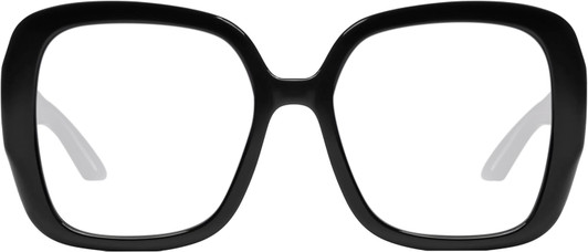 Front View of QUAY Australia Full Glam Designer Bi-Focal Prescription Rx Eyeglasses in Gloss Black Ladies Square Full Rim Acetate 56 mm