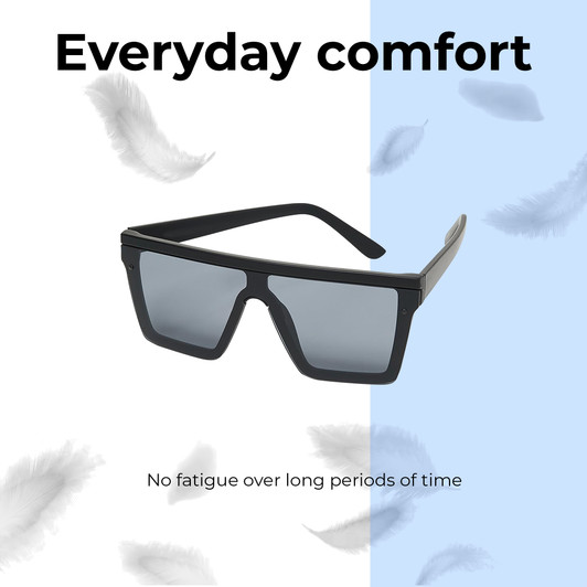 Lightweight Construction Illustration of QUAY Australia Hindsight Mens Rectangular Sunglasses Matte Black/Smoke Grey 56mm