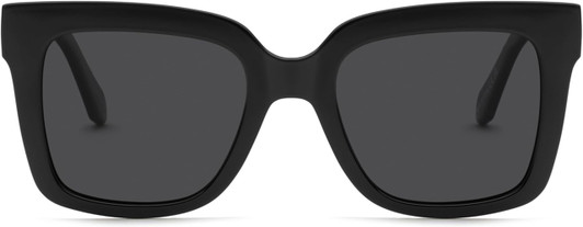 Front View of QUAY Australia Icy Women's Square Designer Sunglasses in Gloss Black/Black 52 mm