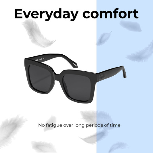 Lightweight Construction Illustration of QUAY Australia Icy Womens Square Multi-Focus Blue Light Glasses Gloss Black 52mm