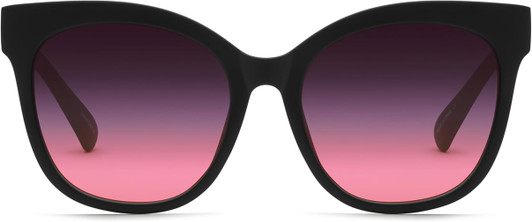 Front View of QUAY Australia It's My Way CatEye Sunglasses in Matte Black/Black Pink Fade 59mm