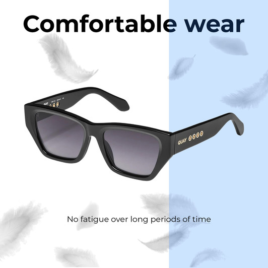 Lightweight Construction Illustration of QUAY Australia No Apologies Unisex Square Full Rim Designer Prescription Eyeglasses in Gloss Black 55mm Rx-SV
