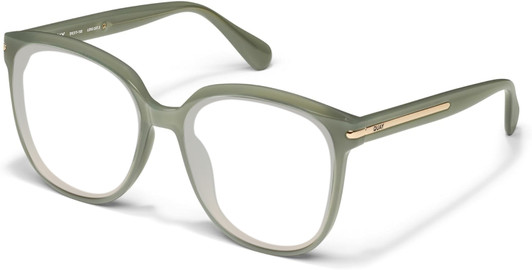 Profile View of QUAY Australia Rent Free Designer Bi-Focal Prescription Rx Eyeglasses in Jade Green Ladies Panthos Full Rim Acetate 59 mm