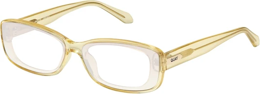 Profile View of QUAY Australia Vibe Check Designer Single Vision Prescription Rx Eyeglasses in Yellow Ladies Square Full Rim Acetate 62 mm