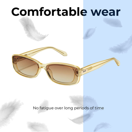 Lightweight Construction Illustration of QUAY Australia Vibe Check Women's Square Full Rim Designer Prescription Eyeglasses in Yellow 62mm Rx-SV