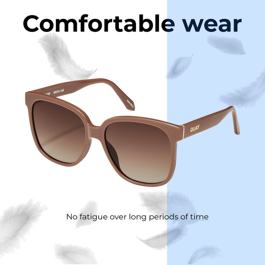 Lightweight Construction Illustration of QUAY Australia Wide Awake Women's Panthos Full Rim Designer Prescription Eyeglasses in Gloss Tan Brown 59mm Rx-Progressive