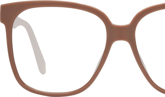Close Up View of QUAY Australia Wide Awake Designer Progressive Lens Prescription Rx Eyeglasses in Gloss Tan Brown Ladies Panthos Full Rim Acetate 59 mm