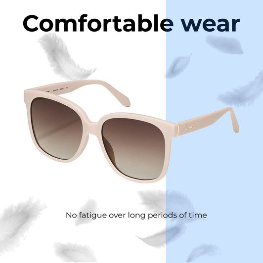 Lightweight Construction Illustration of QUAY Australia Wide Awake Women's Designer Sunglasses in Shiny Gold/Brown 59 mm
