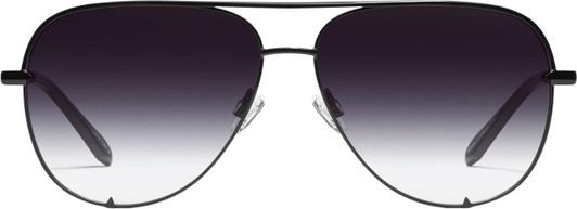 Front View of QUAY Australia High Key Mini Pilot Sunglasses in Gloss Black/Smoke Grey Fade 60mm