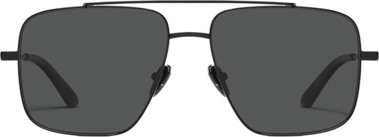 Front View of QUAY Australia Level Out Unisex Square Designer Sunglasses Shiny Black/Black 60mm