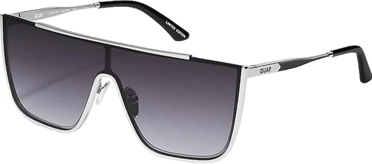 Profile View of QUAY Australia Nightfall Chrome Semi-Rimless Sunglasses Silver/Smoke Grey 142 mm