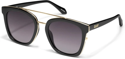 Profile View of QUAY Australia Sweet Dreams Unisex Panthos Sunglasses Gloss Black/Smoke Grey 54mm