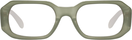 Front View of QUAY Australia Hyped Up Designer Bi-Focal Prescription Rx Eyeglasses in Crystal Jade Green Unisex Hexagonal Full Rim Acetate 53 mm