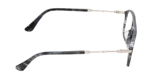 Side View of Police VPLD13 Designer Reading Eye Glasses with Custom Cut Powered Lenses in Shiny Blue Marble Mens Pilot Full Rim Acetate 53 mm